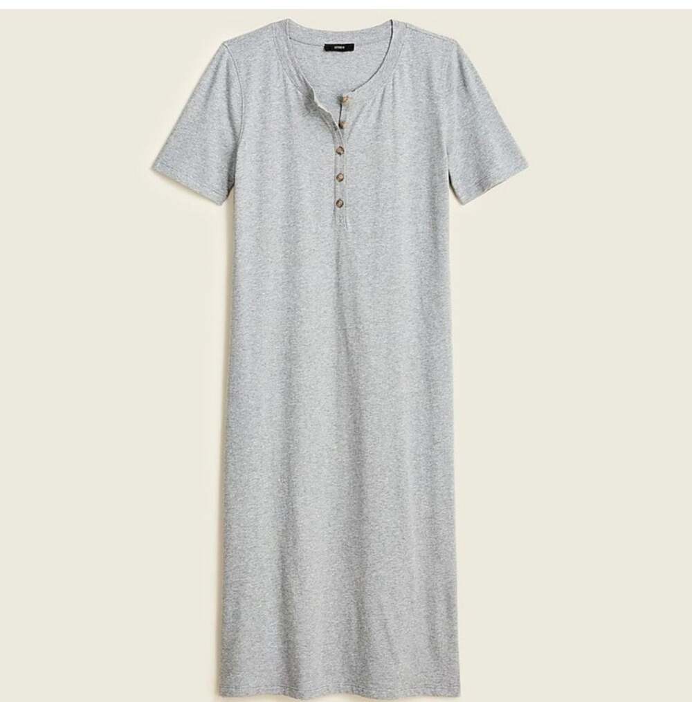 J.Crew Short Sleeve Henley Knit Midi T-Shirt Dress